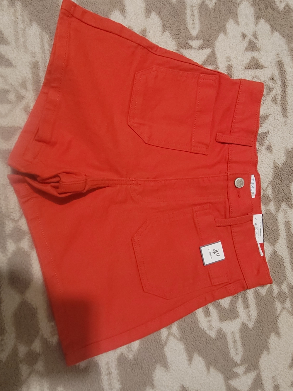 Time and Tru Bright Red High-Waist Women’s Jean Shorts